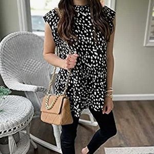 Leopard Ruffle Tunic Top M